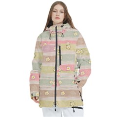 Stripes Floral Designs Women s Multi Pockets Zip Ski And Snowboard Waterproof Breathable Jacket