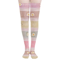 Stripes Floral Designs Thigh High Stockings