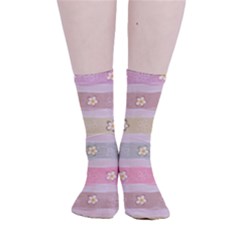 Stripes Floral Designs Smooth Crew Length Tube Socks