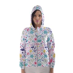 Cute Bird Pattern Women s Hooded Windbreaker