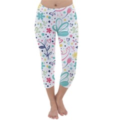 Cute Bird Pattern Capri Winter Leggings 