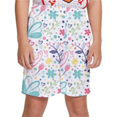 Cute Bird Pattern Kids  Basketball Shorts by designsbymallika