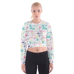 Cute Bird Pattern Cropped Sweatshirt