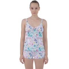 Cute Bird Pattern Tie Front Two Piece Tankini by designsbymallika