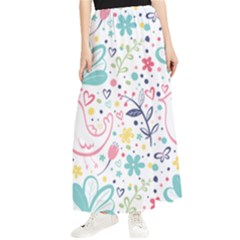 Cute Bird Pattern Maxi Chiffon Skirt by designsbymallika