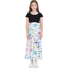 Cute Bird Pattern Kids  Flared Maxi Skirt by designsbymallika