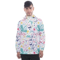 Cute Bird Pattern Men s Front Pocket Pullover Windbreaker