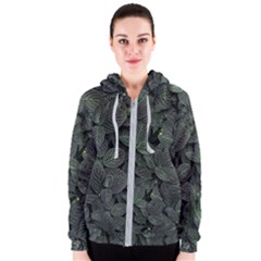 Leaves Plant Foliage Green Women s Zipper Hoodie