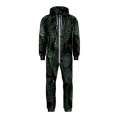 Leaves Plant Foliage Green Hooded Jumpsuit (kids)