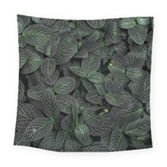 Leaves Plant Foliage Green Square Tapestry (large)