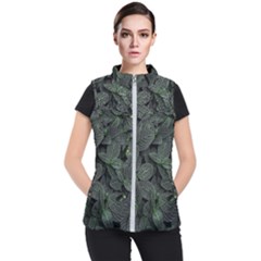 Leaves Plant Foliage Green Women s Puffer Vest