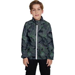 Leaves Plant Foliage Green Kids  High Neck Windbreaker