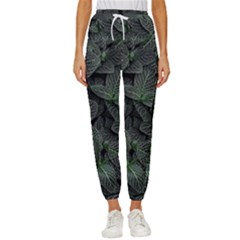 Leaves Plant Foliage Green Women s Cropped Drawstring Pants by Cemarart