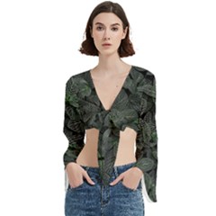 Leaves Plant Foliage Green Trumpet Sleeve Cropped Top