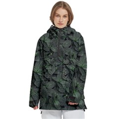 Leaves Plant Foliage Green Women s Pullover Zip Ski And Snowboard Waterproof Breathable Jacket