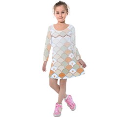 Shells Pattern Kids  Long Sleeve Velvet Dress