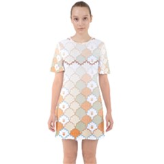 Shells Pattern Sixties Short Sleeve Mini Dress by designsbymallika