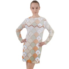 Shells Pattern Long Sleeve Hoodie Dress