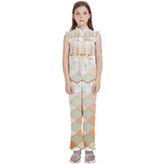 Shells Pattern Kids  Sleeveless Ruffle Edge Band Collar Chiffon One Piece by designsbymallika