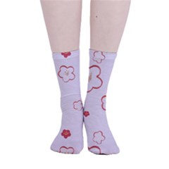 Floral Pattern Smooth Crew Length Tube Socks