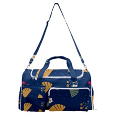 Cute Korean Pattern Sports Gym Duffle Bag With Shoe Compartment by designsbymallika