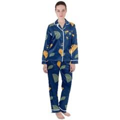 Cute Korean Pattern Women s Long Sleeve Satin Pajamas Set by designsbymallika