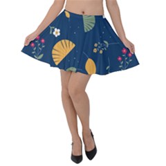 Cute Korean Pattern Velvet Skater Skirt