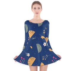 Cute Korean Pattern Long Sleeve Velvet Skater Dress