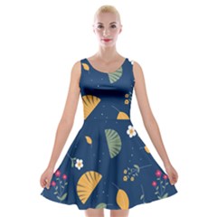 Cute Korean Pattern Velvet Skater Dress