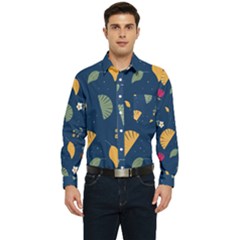 Cute Korean Pattern Men s Long Sleeve Pocket Shirt  by designsbymallika