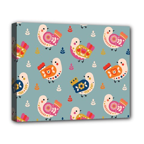 Cute Bird Pattern Deluxe Canvas 20  X 16  (stretched) by designsbymallika