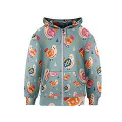 Cute Bird Pattern Kids  Zipper Hoodie