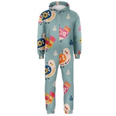 Cute Bird Pattern Hooded Jumpsuit (men)