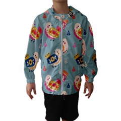 Cute Bird Pattern Kids  Hooded Windbreaker