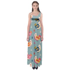 Cute Bird Pattern Empire Waist Maxi Dress by designsbymallika