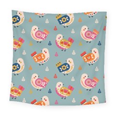 Cute Bird Pattern Square Tapestry (large)