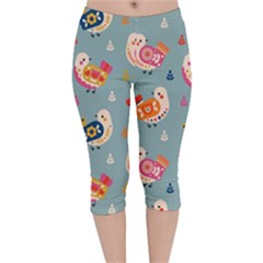 Cute Bird Pattern Velvet Capri Leggings 