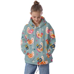 Cute Bird Pattern Kids  Oversized Hoodie