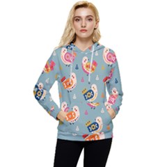 Cute Bird Pattern Women s Lightweight Drawstring Hoodie