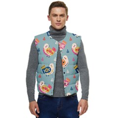 Cute Bird Pattern Men s Button Up Puffer Vest	