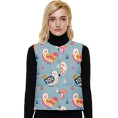 Cute Bird Pattern Women s Button Up Puffer Vest