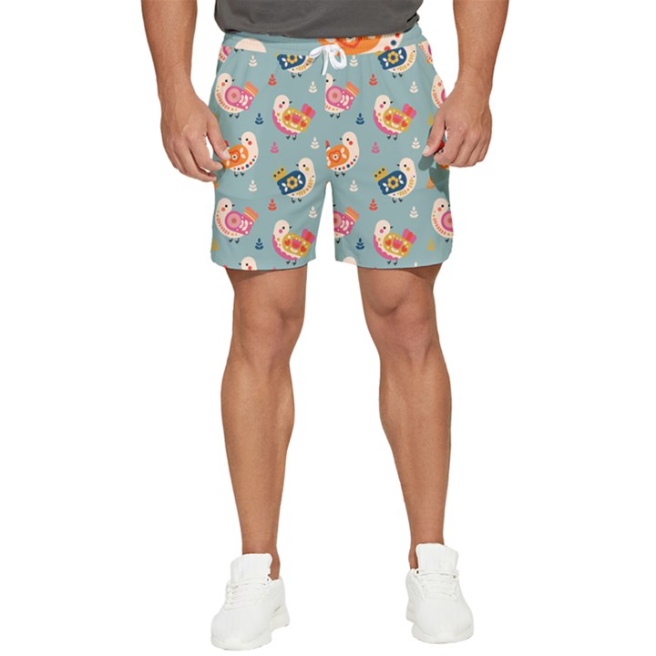 Cute Bird Pattern Men s Runner Shorts