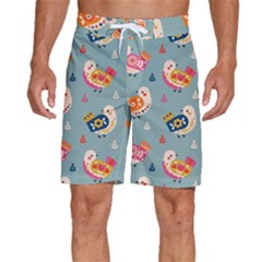 Cute Bird Pattern Men s Beach Shorts by designsbymallika