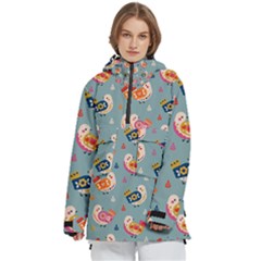 Cute Bird Pattern Women s Pullover Zip Ski And Snowboard Waterproof Breathable Jacket