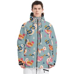 Cute Bird Pattern Men s Multi Pockets Zip Ski And Snowboard Waterproof Breathable Jacket