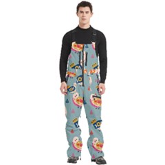 Cute Bird Pattern Men s Front Zip Ski And Snowboard Bib Pants