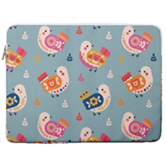 Cute Bird Pattern 17  Vertical Laptop Sleeve Case With Pocket by designsbymallika