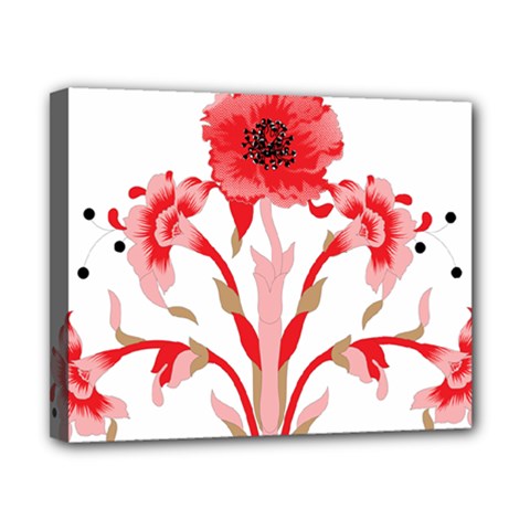 A Design Of A Red Flower On A White Background Canvas 10  X 8  (stretched)