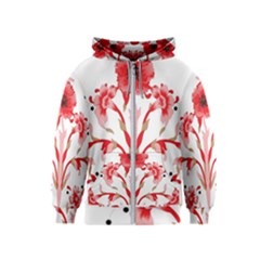 A Design Of A Red Flower On A White Background Kids  Zipper Hoodie