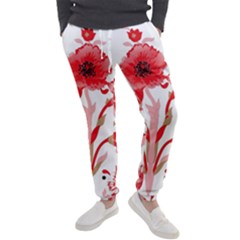 A Design Of A Red Flower On A White Background Men s Jogger Sweatpants